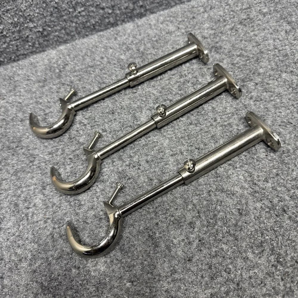 Curtain Brackets  Adjustable Closet Hanging Rod   Round Rod  Shower   Lot Of‎ 3